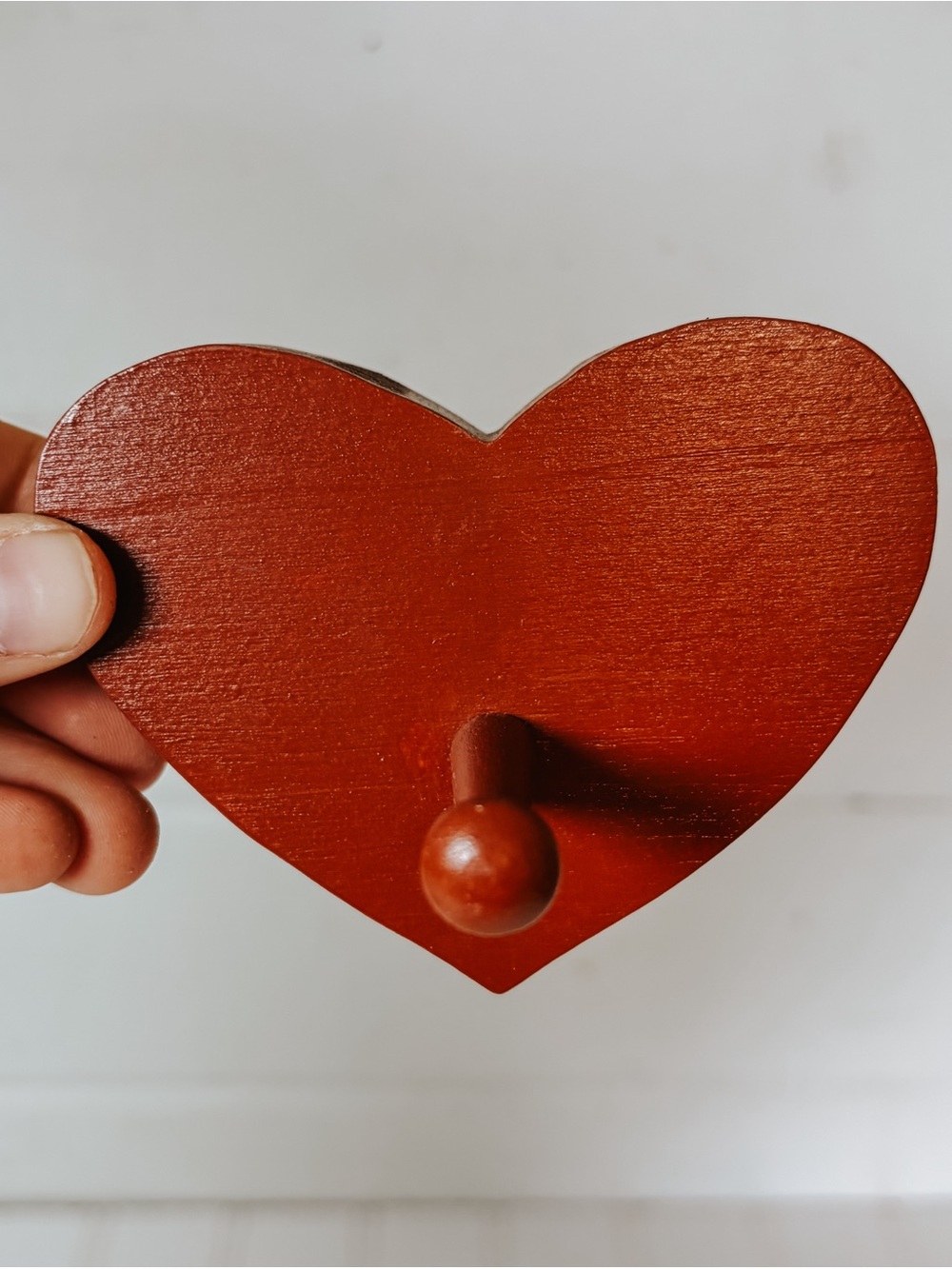 Vintage Wooden Heart Shaped Wall Hook Peg Hook | Cottagecore